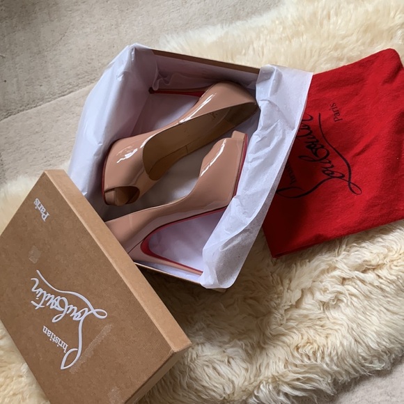 CHRISTIAN LOUBOUTIN Nude Peep Patent New Very Prive Pumps Shoes Heels 120mm - Picture 2 of 16